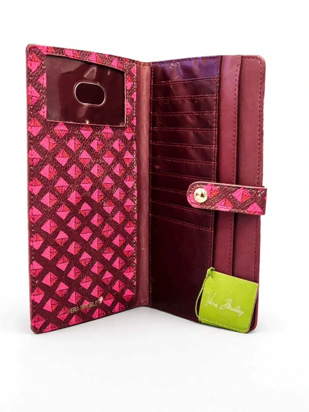 Vera Bradley Slim Travel Organizer Wallet Plum Studs NWT RFID Clutch